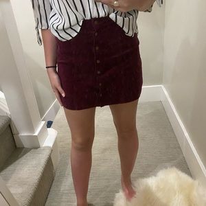 Maroon button up corduroy skirt